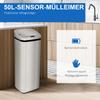 Automatic Sensor Trash Can, Stainless Steel, 50/68L, Silver