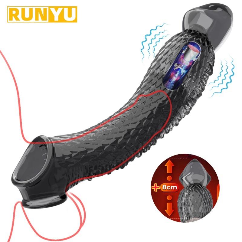 Penis Sleeve Extensions Condom Male Enlargement Delay Vibrators Clits Massager Cock Ring Vibrating Penis Cover Sex Toys For Men