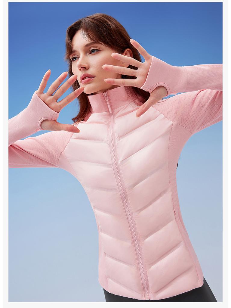 Women's Slim, Lightweight Sports Down Jacket - Body-Fitting, Goose Down Lined, Warm Outerwear for Autumn and Winter Running.