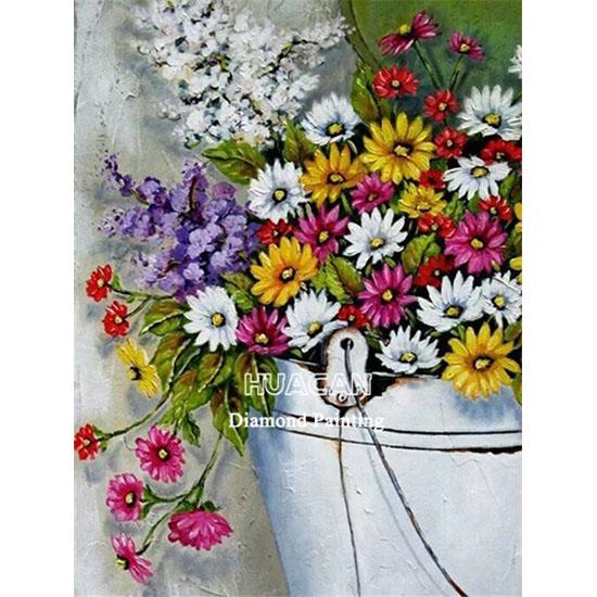 huacan Peinture de diamant carré complet, broderie de fleurs, image en strass, 5D