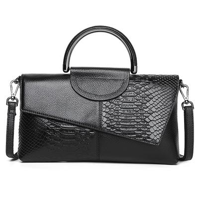 Modische Tageskupplung mit Krokodilmuster, Damen-Handtasche aus Leder, Schulter-Crossbody-Tasche, weiche schwarze Damen-Umhängetasche, schwarze Abendtasche