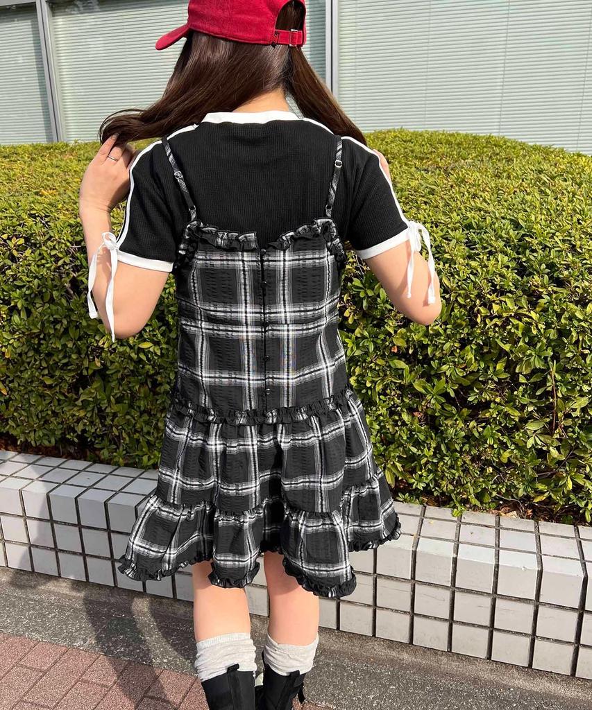 [WEGO] WC Frill Check Camisole Dress Women's F Black