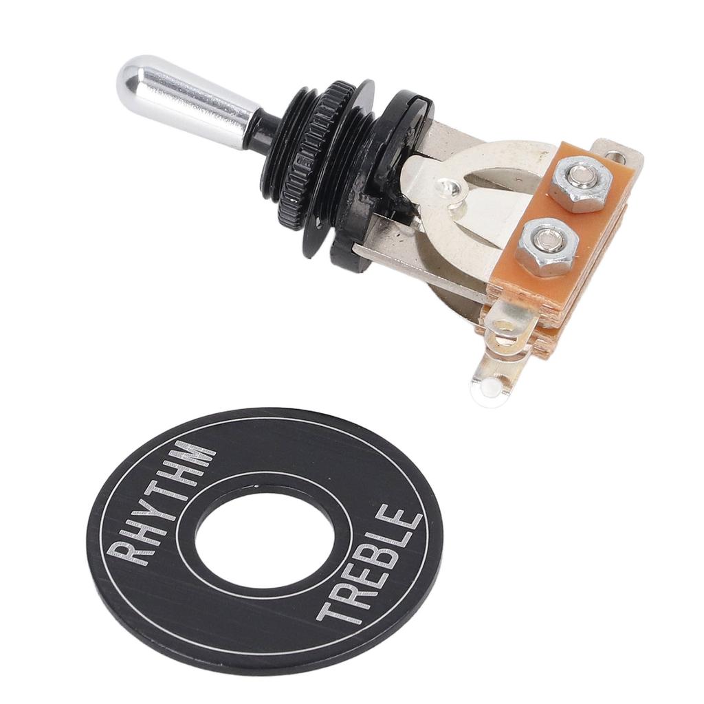Guitar Toggle Switch Position Short Straight Silver Top Knob Pickup Selector Kit with Black Washer