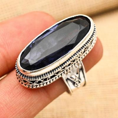 Amazing Iolite Gemstone Handmade 925 Sterling Silver Ring Vintage Jewelry For Gift