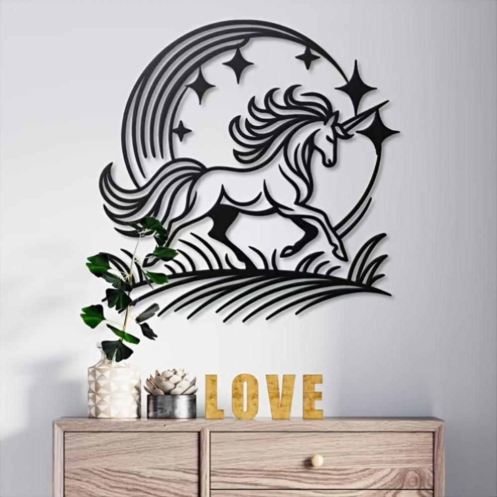 Unicorn Metal Wall Art Rainbow Fantasy Home Decor Bedroom Hanging Gift for Daughter