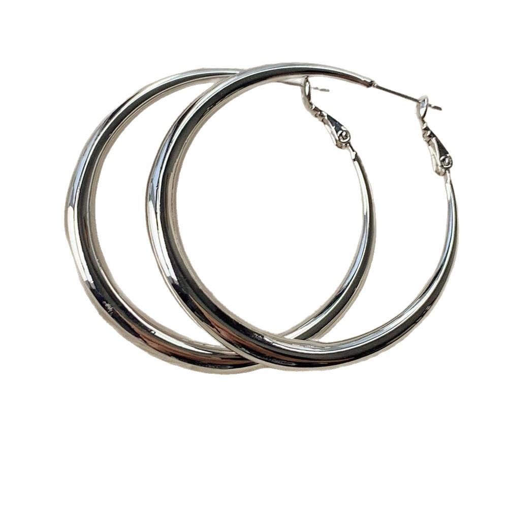 Silver needle smooth geometric earrings Korean simple ins versatile exquisite earrings fashion niche high-end earrings women
