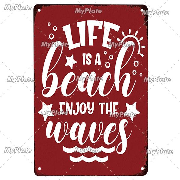 

MyPlate Summer Beach Time Metal Sign Sun Tin Sign Wall Decor For Bar Beach Plaque Decoration Pub Club Surf Poster Wall Poster 20x30cm（7.8x11.8inch）