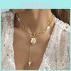 Stylish Gold Geometric Long Heart Pendant Necklace For Women With Unique Tassels
