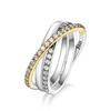 CopperPlated Elegant Crisscross Ring Brilliant Multi Stone Fine Jewelry For Women And Bridesmaids