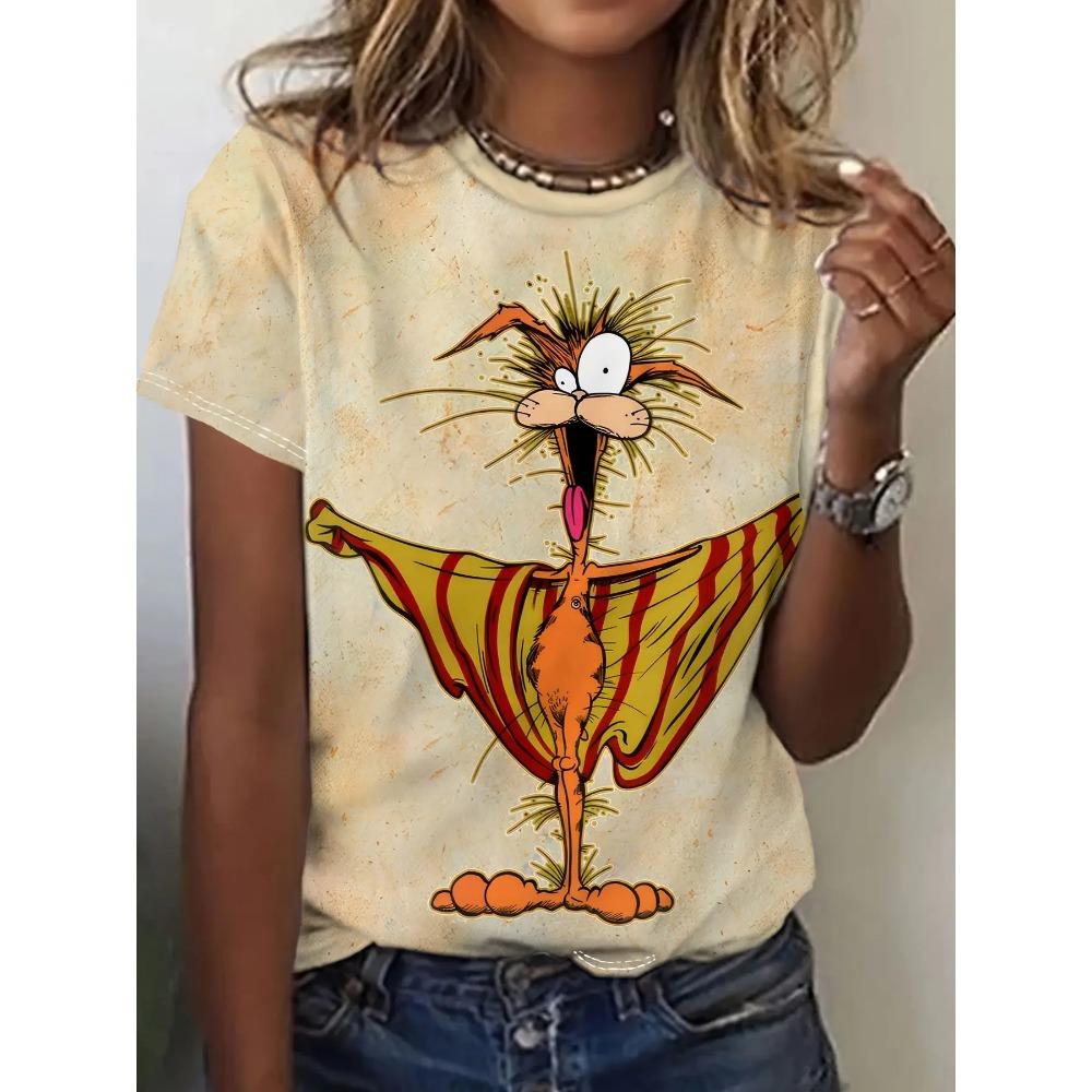 Cartoon Dog Funny Women Characters Cute 3D Print Casual Short Sleeve Top