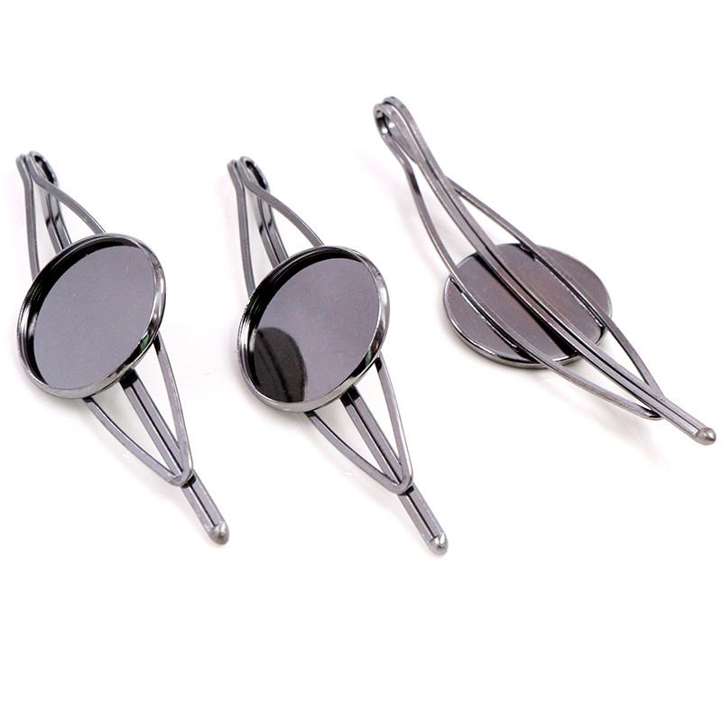 20mm 5pcs High Quality Bronze Silver Plated 7 Colors Copper Material Hairpin Hair Clips Hairpin Base Setting Cabochon Cameo
