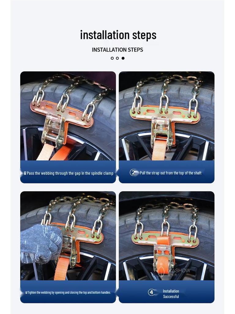 Winter Snow Chains for Cars, SUVs, and EVs: Tire-Safe, Non-Damaging Design