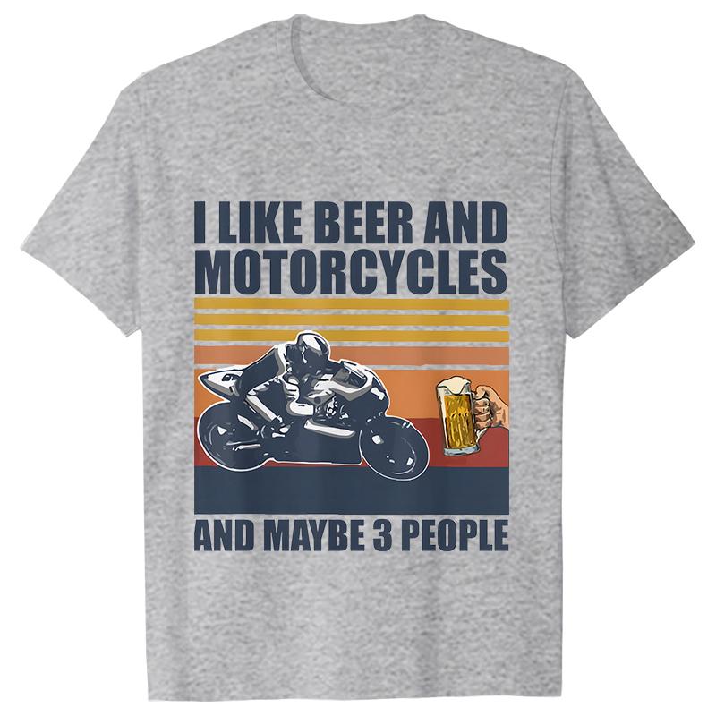 I Like My Motorcycle and Maybe 3 People T-Shirts Men Casual Loose Clothing Oversized Summer Fashion Tops Cartoon Mens Tshirts