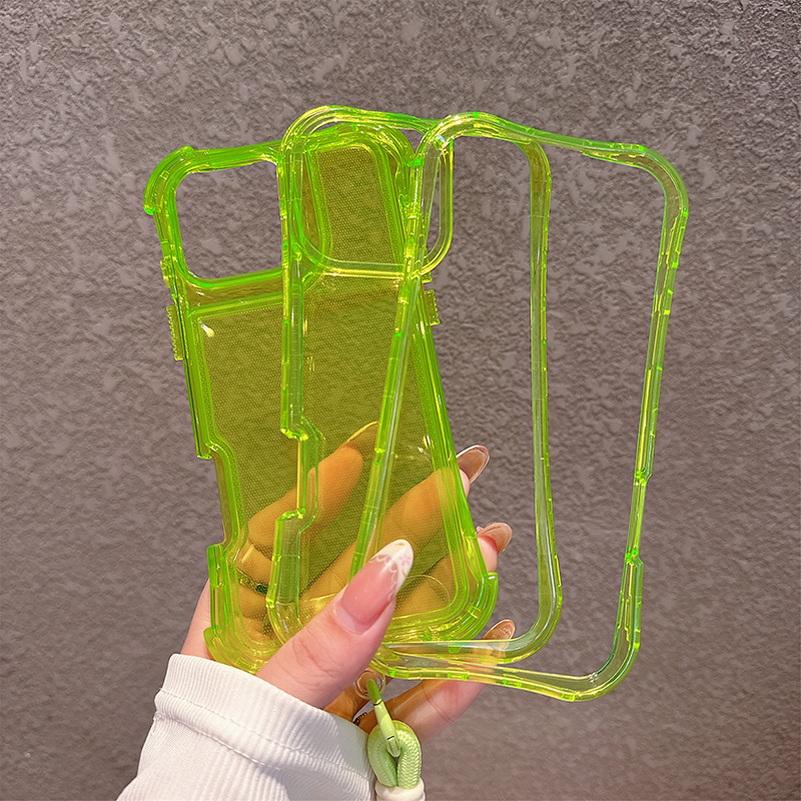 3-in-1 Thick Four-corner Airbag Anti-drop Hand Lanyard Case For iPhone 16 Pro Max 16e 15 + 14 Plus 13 12 11 Protect Cover