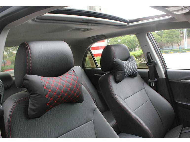 Universal Red Wine Car Neck Pillow & Lumbar Support Cushion for All Seasons, for Both Adults and Children.