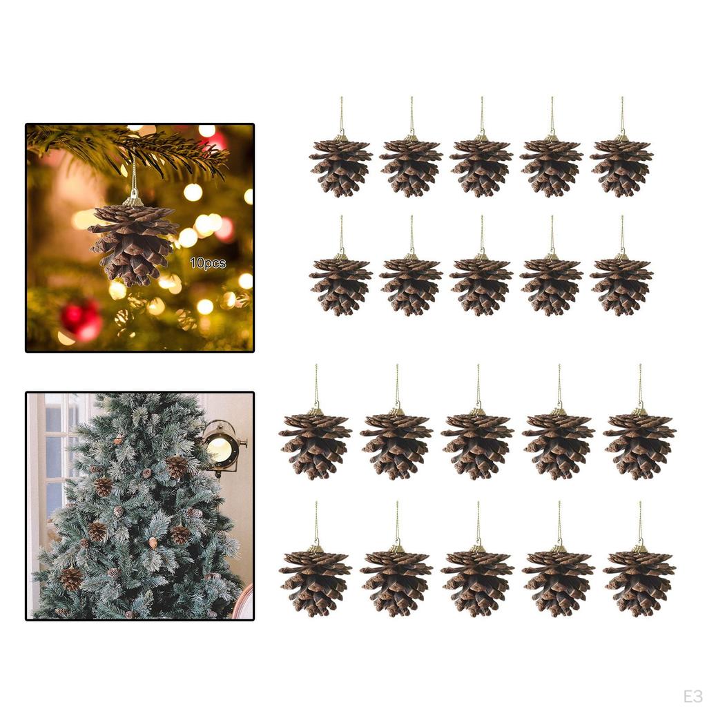 10pcs Christmas Pine Cone Pendants Cones Decorating Tree for Gift Tags