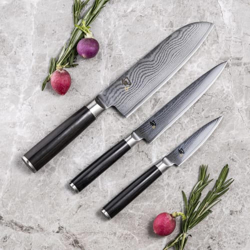Kai Shun Classic 3-Piece Set: Santoku Knife, Petty Knife, and Utility Knife, Made In Japan, Stainless Steel