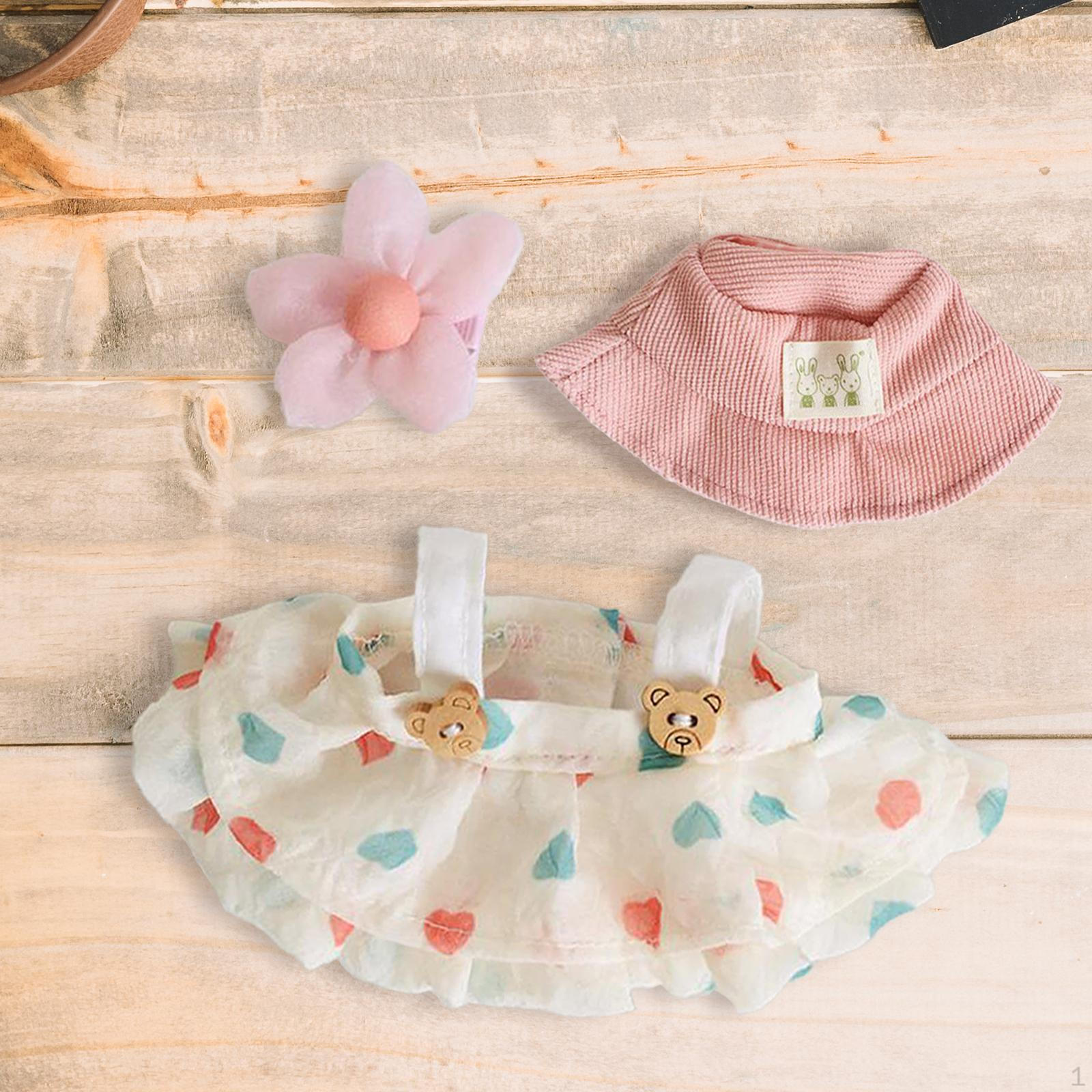 

3x Платье для куклы со шляпкой, аксессуары для волос, ручная работа, для кукол 15-17 см и выше Style D