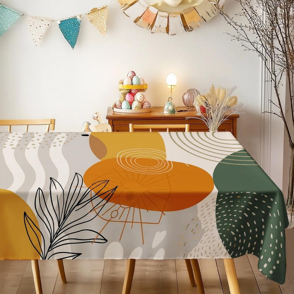 Abstract Geometric Pattern Rectangle Table Cloth for Table Decor Party Waterproof Reusable Tablecloth for Table Kitchen Dining