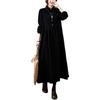 A New Autumn Collection of Artistic Large-sized Casual and Warm Corduroy Lapel Long Swing Dress for Women