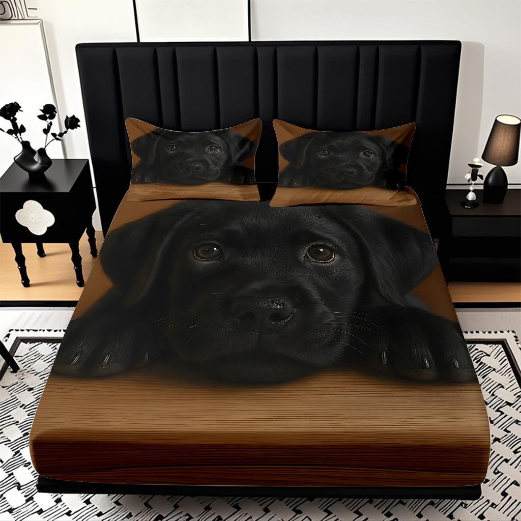 High Definition Digital Printing Cute Puppy Pattern Skin-Friendly Polished Mattress Three-Piece Set