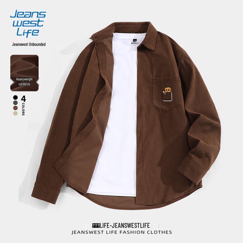 Мужская вельветовая рубашка с длинным рукавом JEANSWEST LIFE L