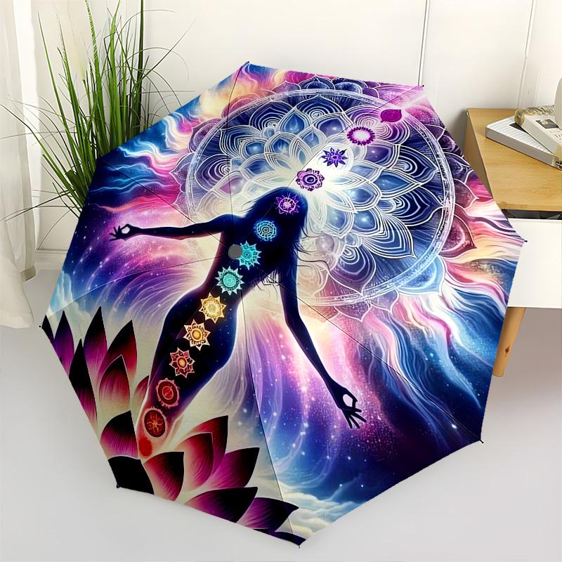 

Chakra Meditation- Automatic Umbrella, Four Seasons Portable Folding Umbrella, Suitable for Men and Women, Travel, Daily Compact Umbrella, O