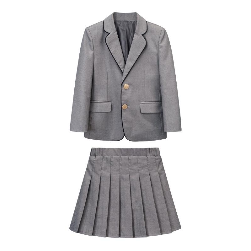 Spring/Summer Academy Style School Uniforms for Boys & Girls - Gray Set for Children's Day Performance