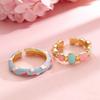 2Pcs Enamel Cute Drip Oil Irregular Open Rings for Women Girls Niche Geometric Chic Finger Ring Set Romantic Jewelry Accessories
