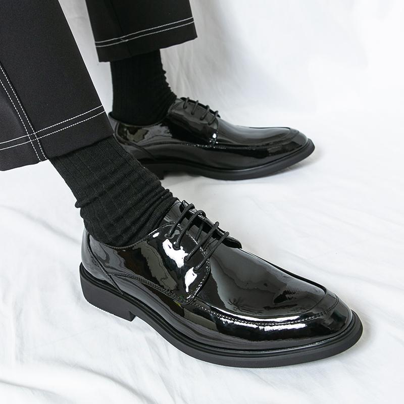 New Men Business Formal Leather Shoes Black Lace-up Business Office Wedding Banquet Leather Shoes Size 38-46 Men Shoes
