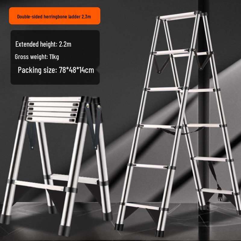 Multifunctional Stainless Steel Telescopic Ladder: A-Frame, Extension, Straight, Folding, Household/Engineering Use