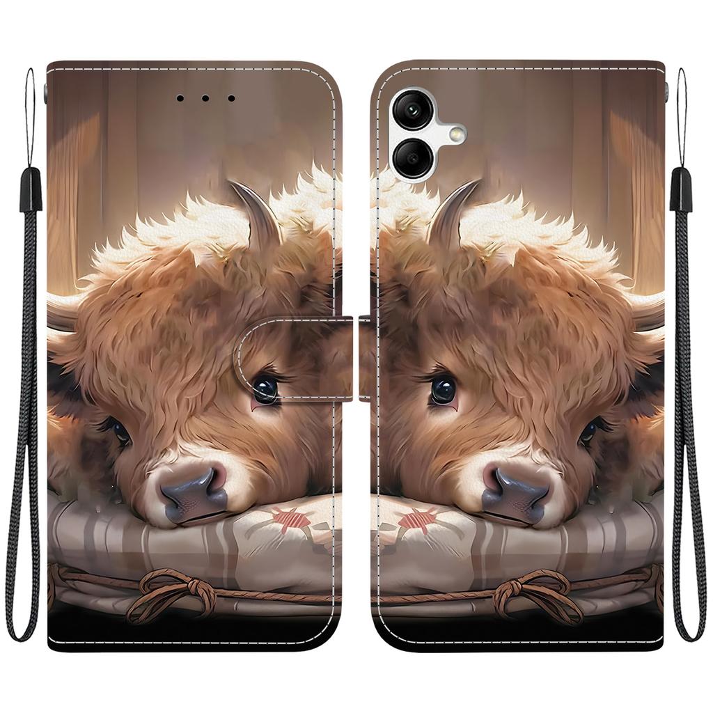 Ručně vyráběné PU kožené pouzdro s odklápěcím krytem pro Samsung A04e/F04/M04 (SM-A042F/E045F/M045F)- Protiskluzový nárazuvzdorný kryt s poutkem na zápěstí a designy srdce/růže a kočky