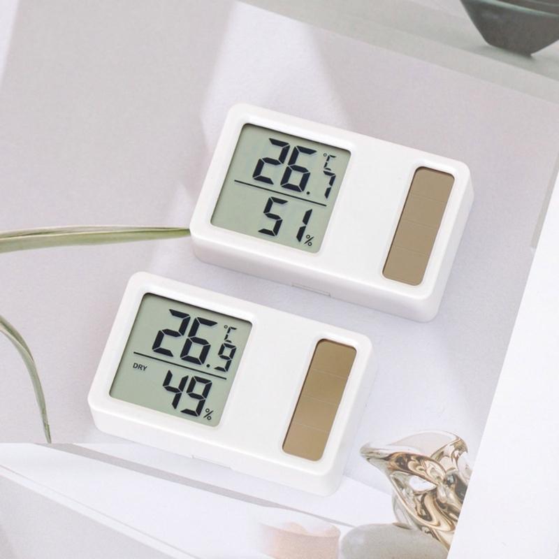 Thermometers Hygrometer Solar Powered Desktop Temperature Humidity Meter Gauge with LCD Display for Baby Room Office