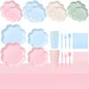Scalloped Edge Paper Plates Set Pink Blue Disposable Plates for Party Wedding Birthday Decoration