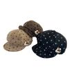 Retro polka dot cute Bere octagonal hat female autumn and winter show face small newsboy painter hat atmosphere big head circumference