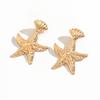 Gold earrings irregular starfish earrings women's beach vacation pleated texture exaggerated stud earrings