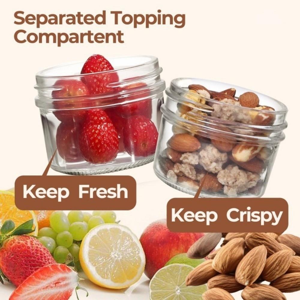 Dual-Layer Overnight Oats Containers Dry Wet Separation Mason Jars Jam Salad Honey