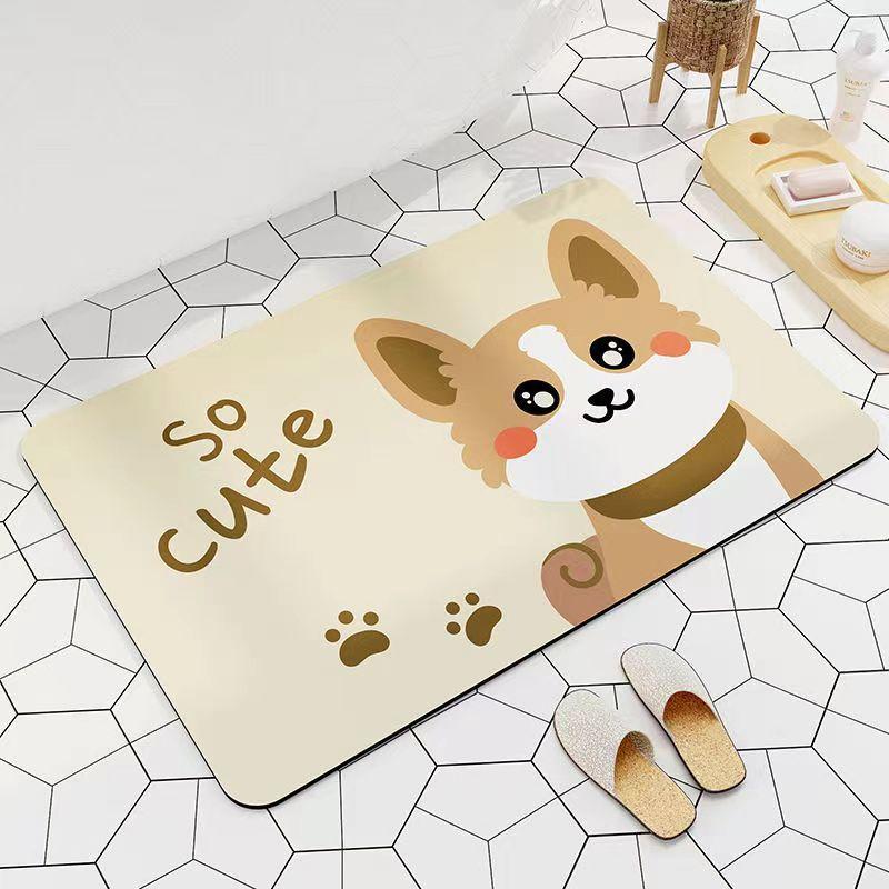 

Cartoon Absorbent Bathroom Floor Mat, Cat Home Bathroom Door Quick-Drying Non-Slip Foot Mat, Entrance Porch Door Mat 40*60cm(3.5mm TPR)
