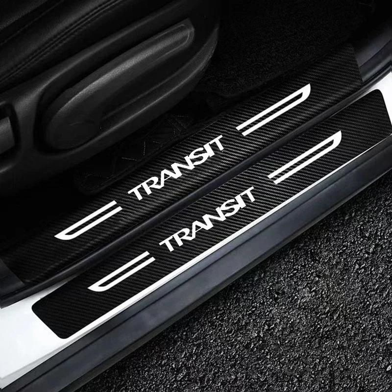 DUSP4 Car Door Sill Threshold Sticker Trunk Bumper Guard Decals for Ford TRANSIT Logo S-MAX Raptor Focus Fusion Kuga Mondeo Fiesta