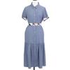 BLUE LABEL CRESTBRIDGE 24 Year Old Blue Slave Chambray Twill Dress Dress 36 blueUsed