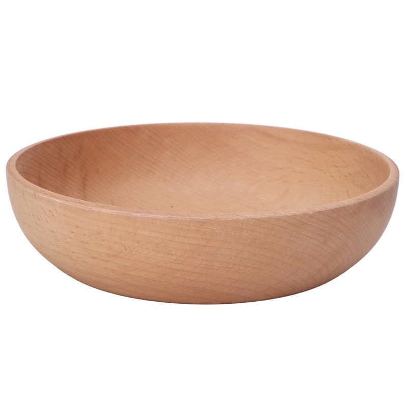 Round Wooden for serving Bowl Stain Resistant Fruit Salad Bowl for Cafe for restaurant Ligneous Crafts