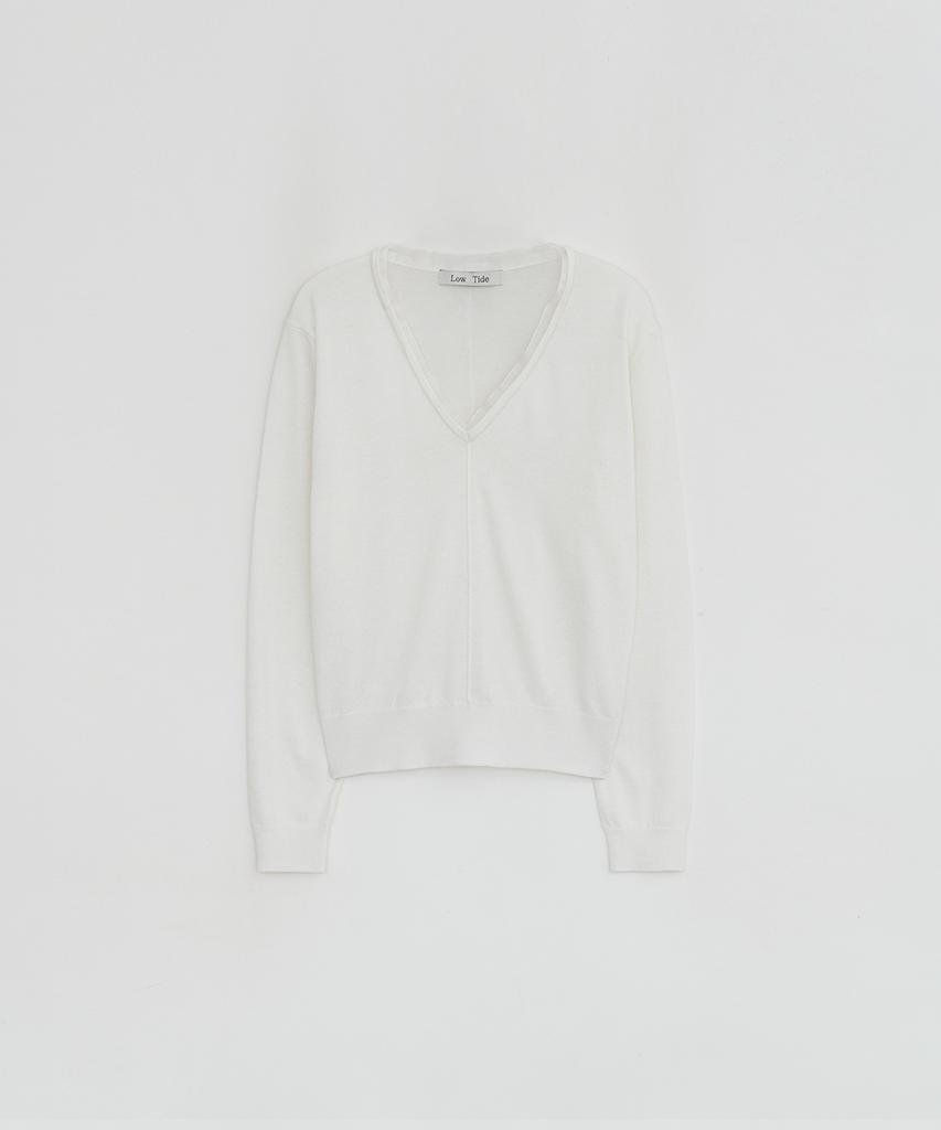 Loutaideu Sheer Neck Line Knit [Ivory]