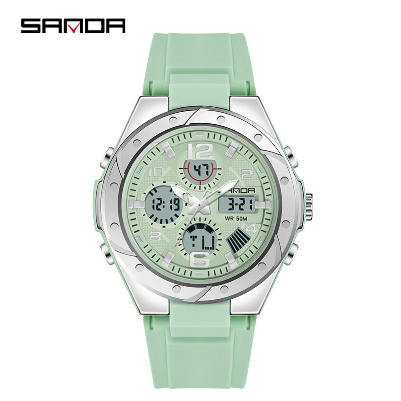 Sanda Watch New Lighting Male School Fashion Trend Digital Electronic Watch Multifunctional Waterproof And Shockproof Men'S Watch