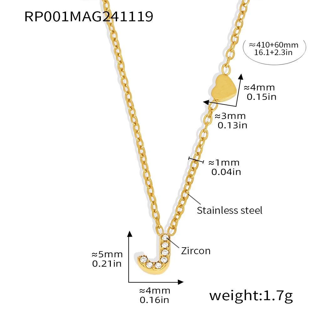 Qiong Yao 26-Letter Zircon Inlaid Jewelry Set: Gold-Plated Titanium Steel Necklace, Bracelet, Ring, and Stud Earrings.