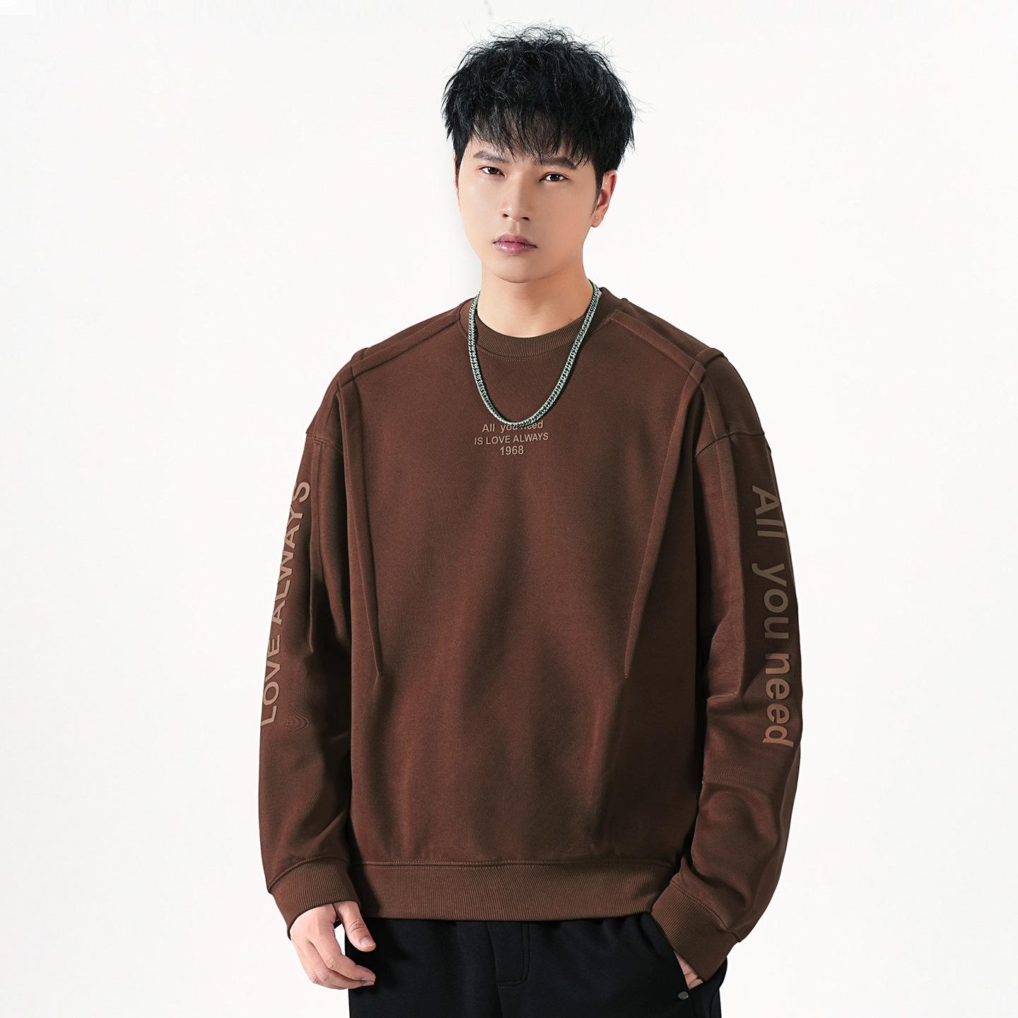 High-End American Men s Heavyweight Letter Print Hoodie - 2025 Autumn Trendy Spliced Loose Base Layer Shirt 3XL (195-220 jin)