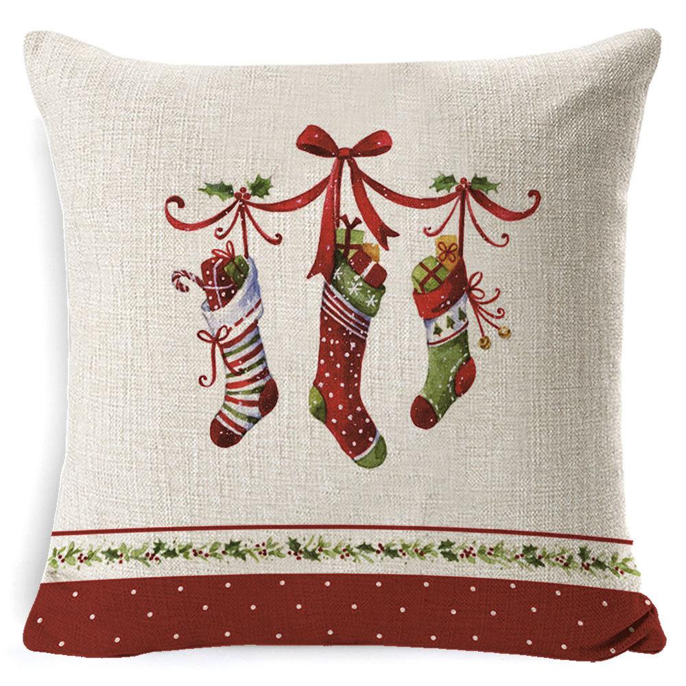 Christmas red and white elk snowflake Christmas tree linen pillow cushion cover home pillow cover European style