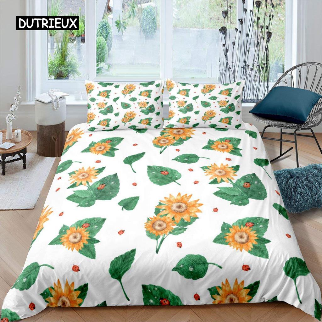 Marienkäfer-Bettbezug-Set, 3D-Marienkäfer-Druck, Bettwäsche-Set für Kinder, Jungen und Mädchen, fliegende Entomologie, 2/3-teilig, weicher Bettbezug in Kingsize