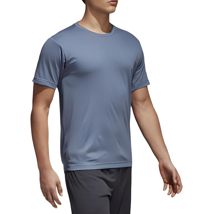 Adidas T Shirts Men's Haze Blue Crew Neck Moderate CE0817