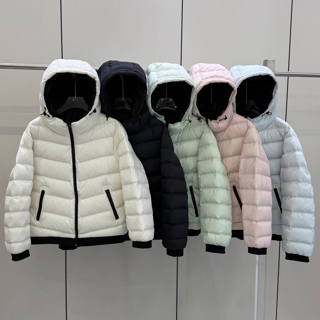 White Duck Down Ribs Down Jacket Women's Thickened Hooded Winter New Pink Thin Small Contrasting Coat