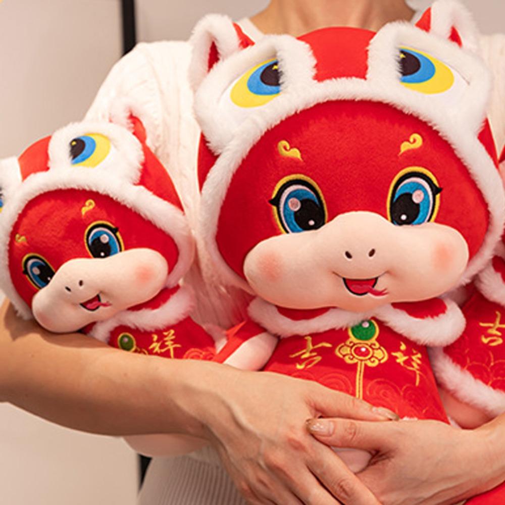 Stuffed Animal Snake Year Mascot Toy PP Cotton Lucky Snake Doll Plushies  Home Decor